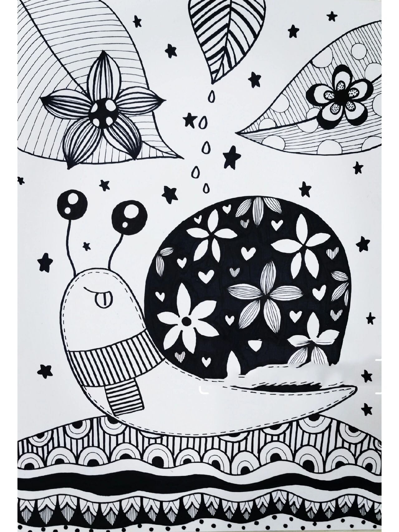 超简单儿童线描入门画—蜗牛