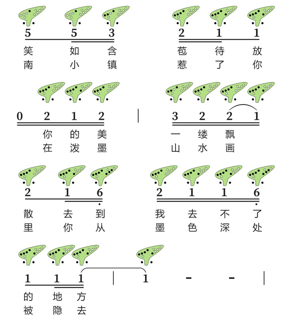 陶笛曲谱12孔青花瓷图片