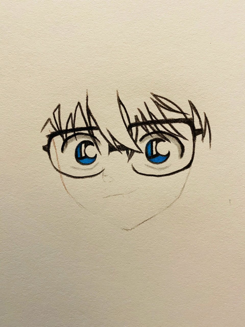 柯南简笔画彩铅手绘|51/100