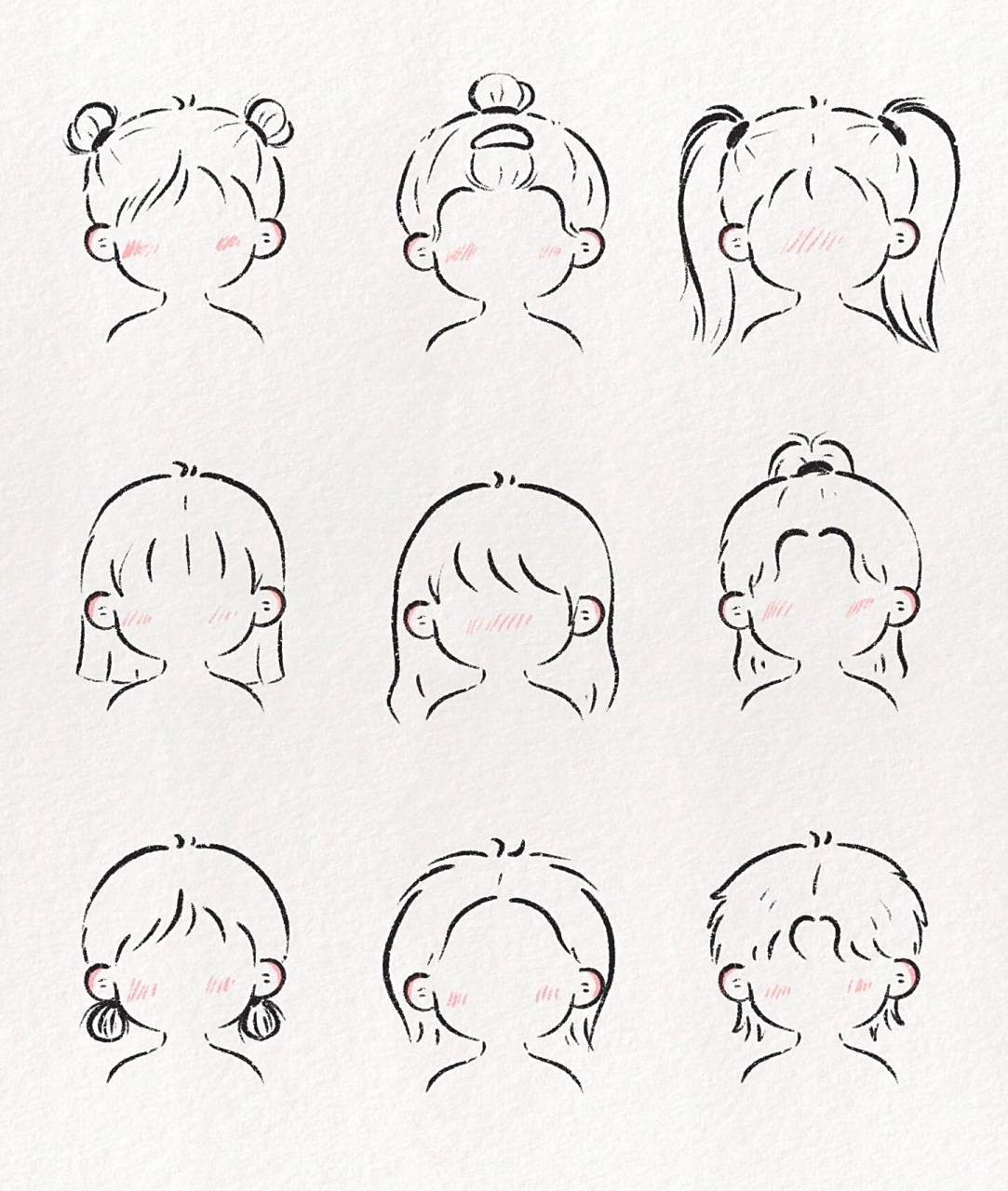 可爱简笔画教程:常用的九款女生发型7815