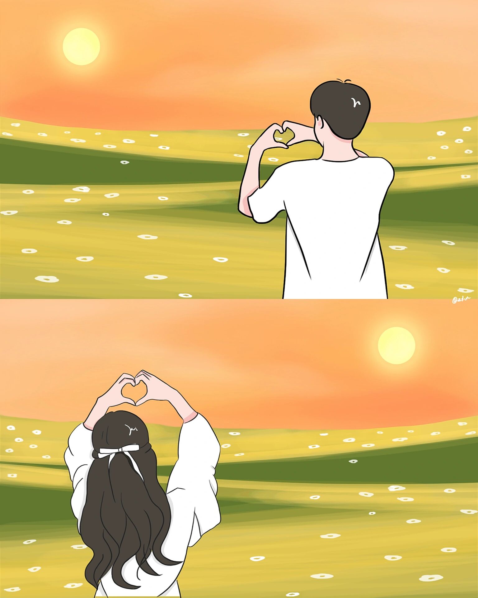 情侣头像|等一个日落