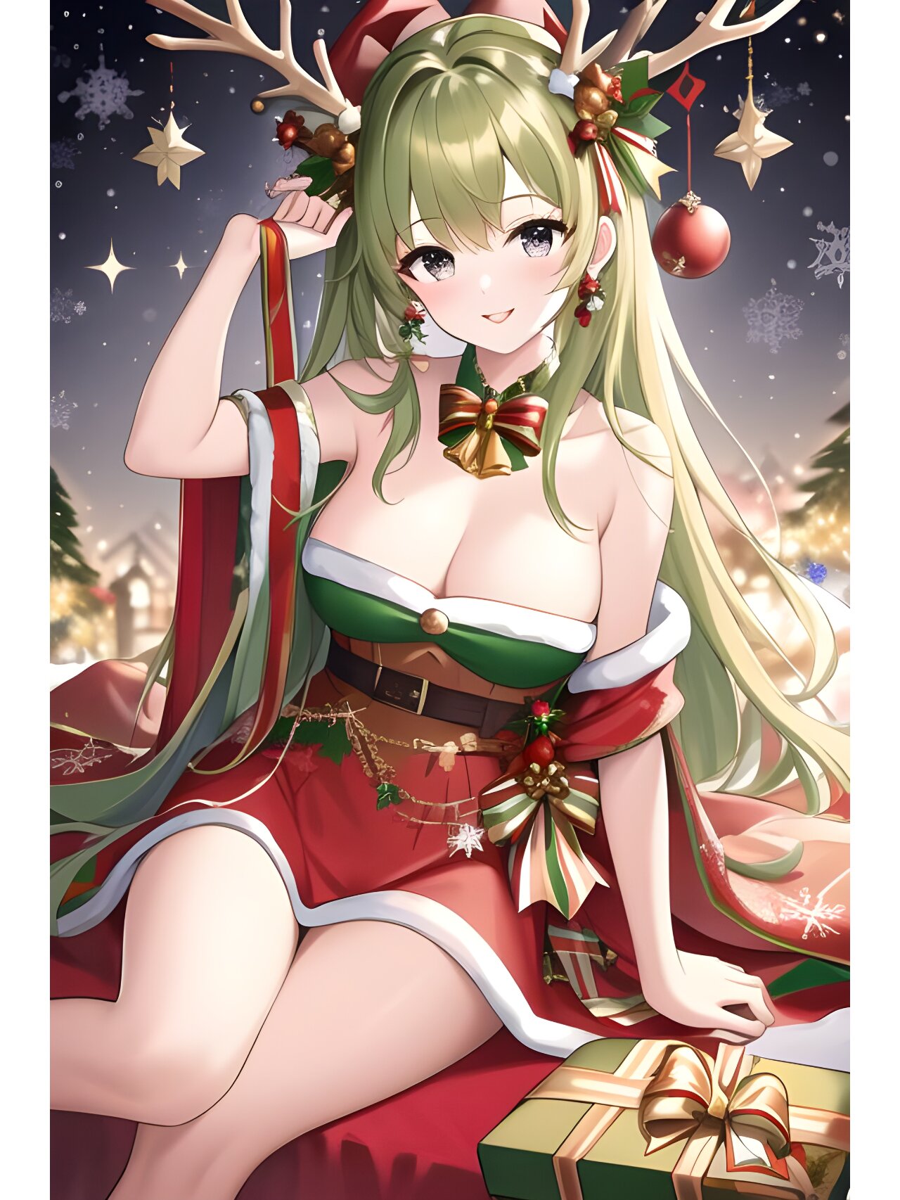 甜美快乐的圣诞节女孩,动漫二次元绘画人物