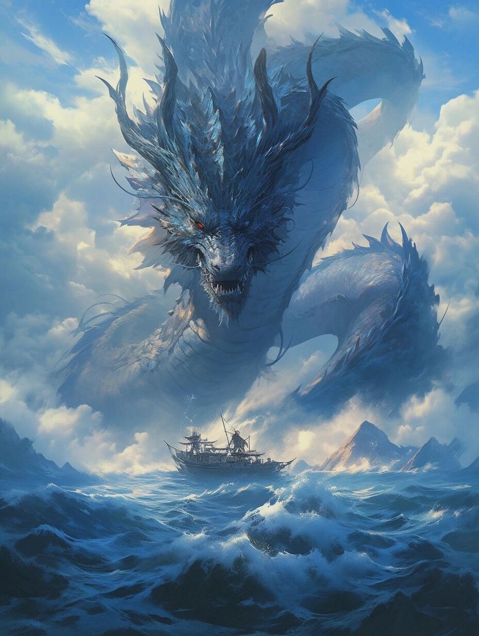 沧海蛟龙       "沧海"指的是广阔的海洋,而"蛟龙"则是古代神话中的