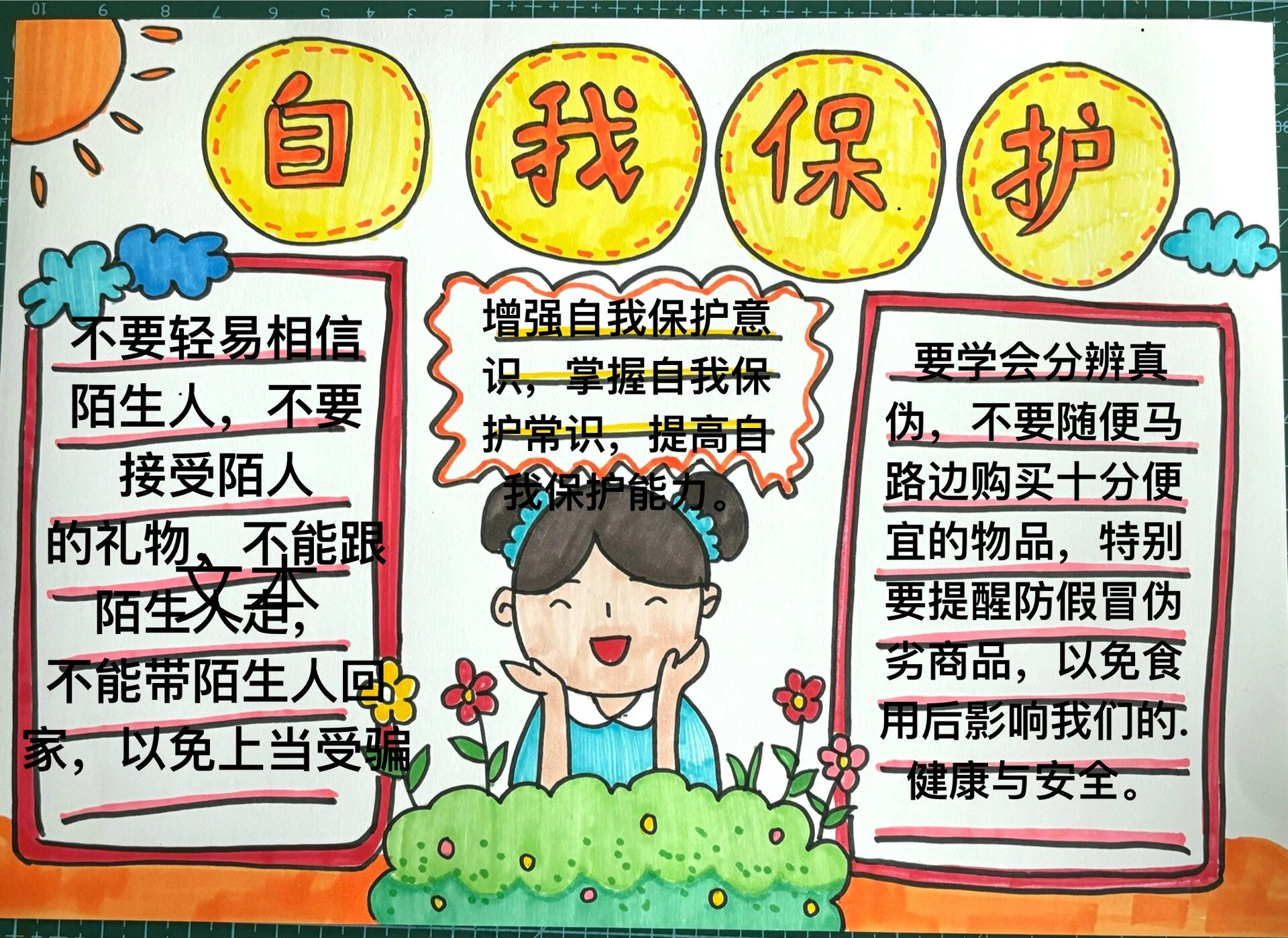 自我保护手抄报,其实是可以根据自己需要换标题和内容