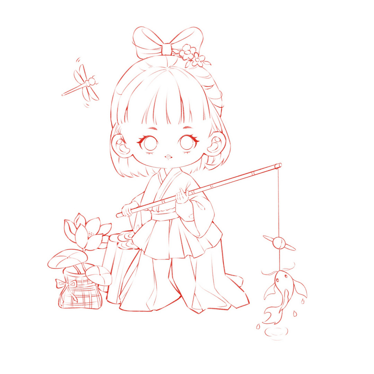 q版人物小场景4/4 #q版人物# #q版# #花吟q版古风人物系统课# #q版