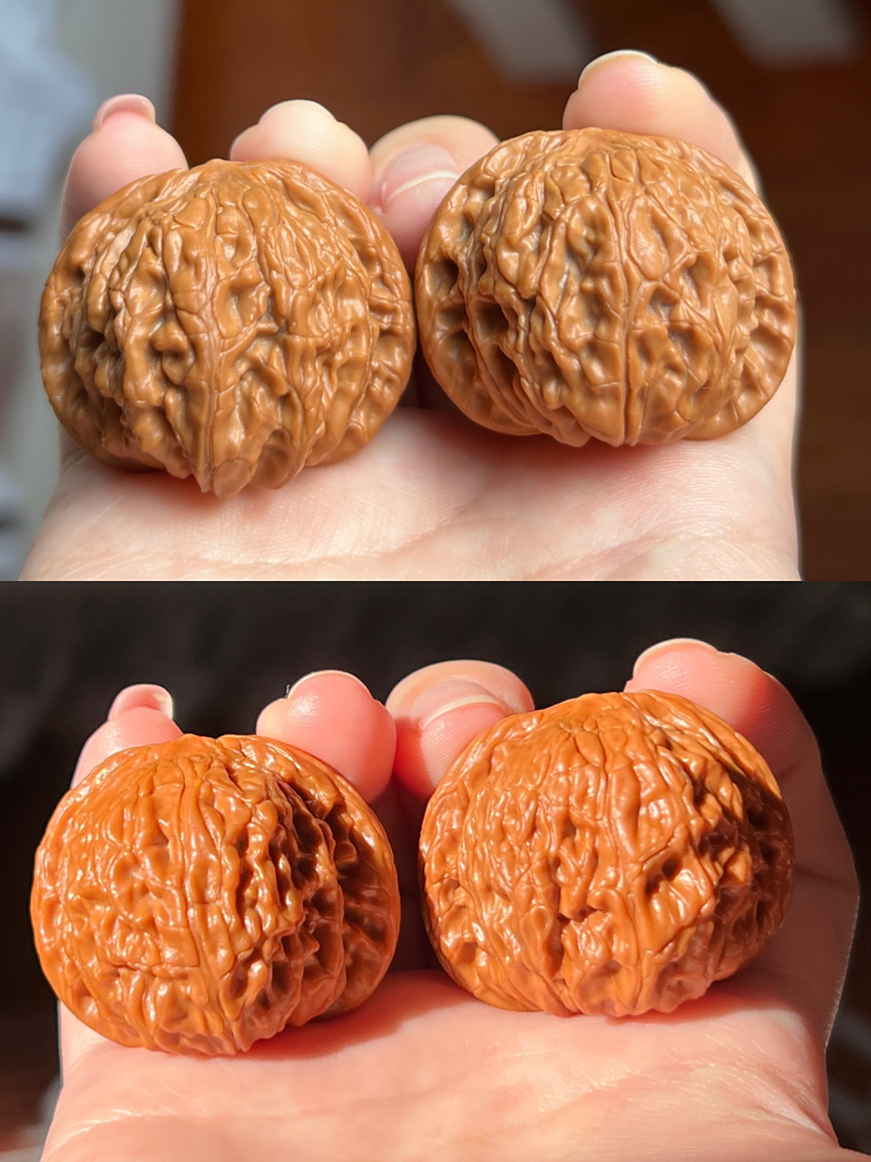 文玩核桃99磨盘 到家一周90对比 小磨盘到家一周啦!