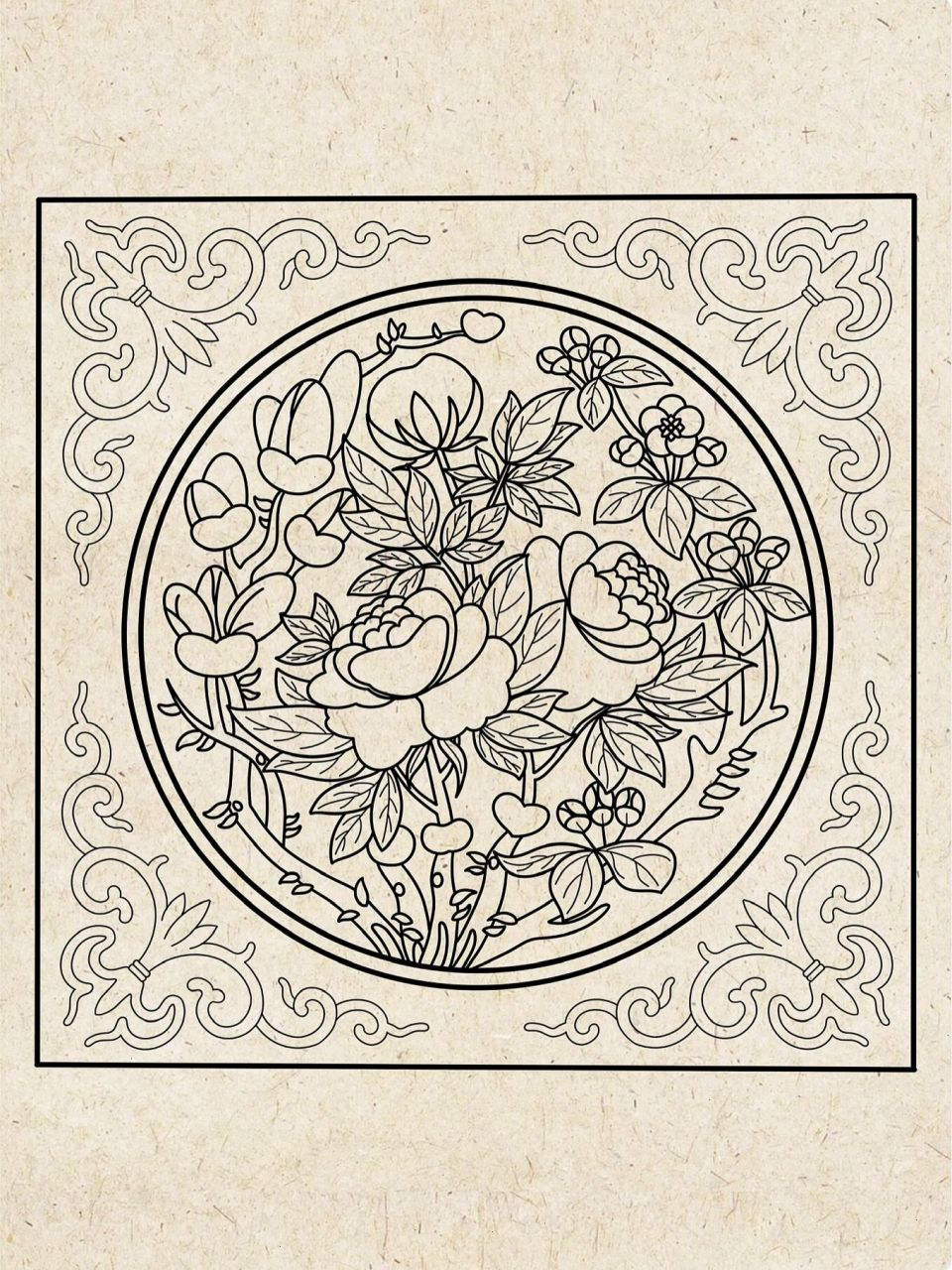 国风元素|花卉纹样 线稿练习  今天来幅简单的花卉图案 继续加油~坚持