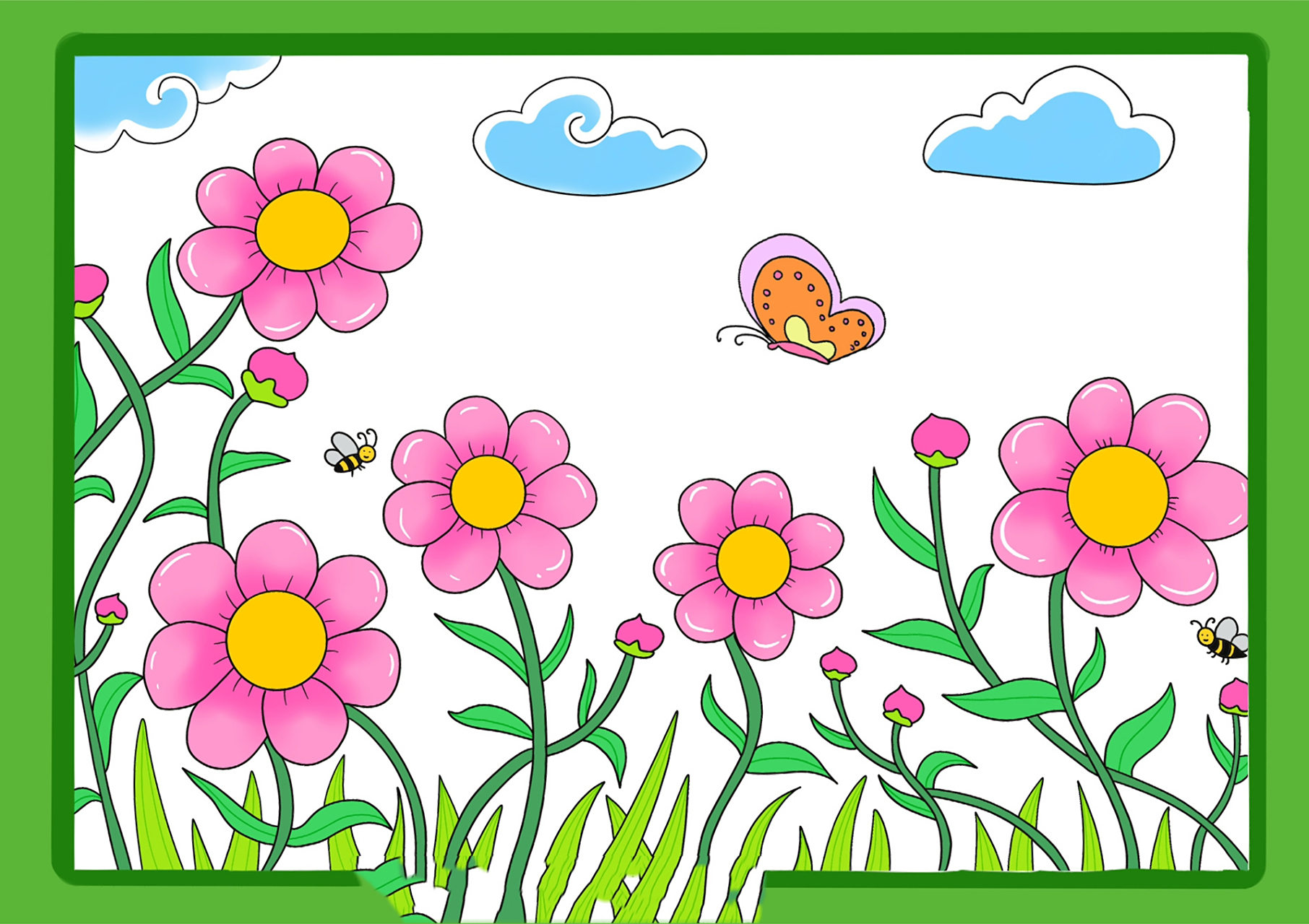 春暖花开主题绘画,春来了,适合幼儿园小朋友的简笔画