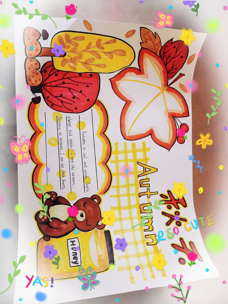 英语秋季手抄报十雪人书签 孩子的周末作业