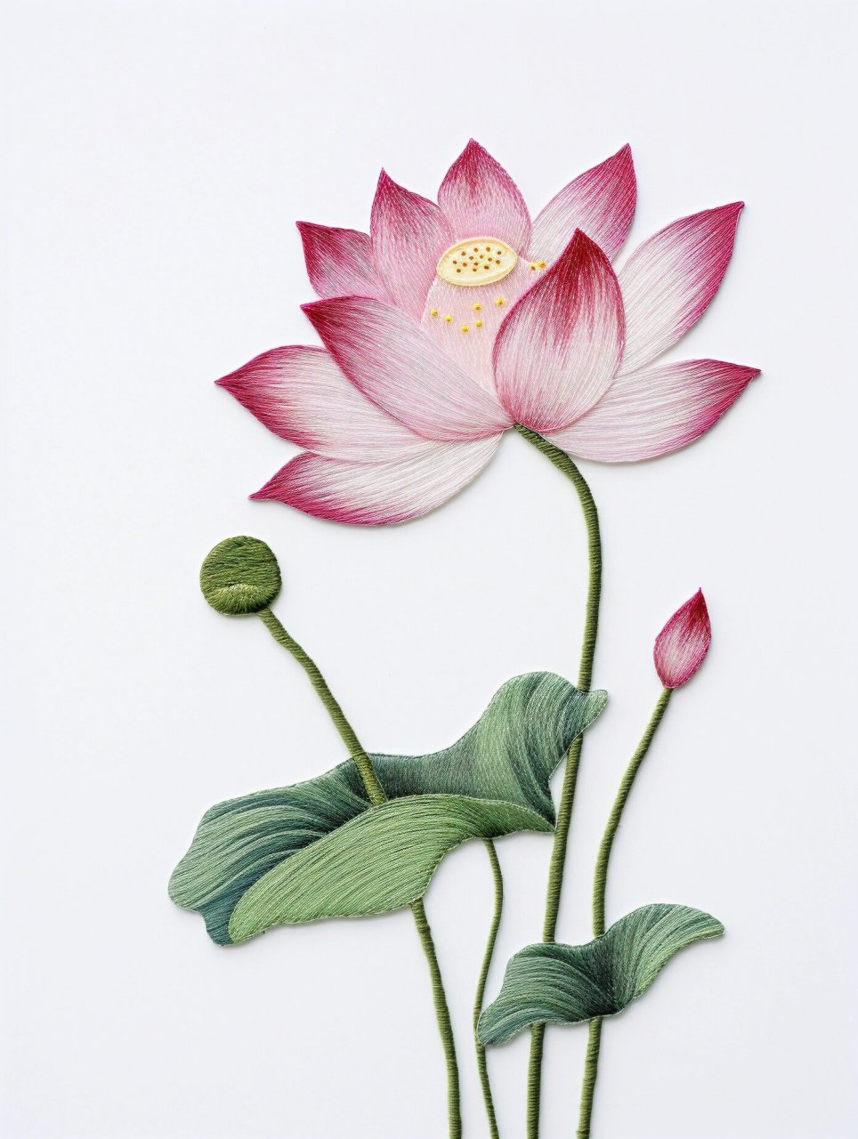 荷花-刺绣图案设计分享