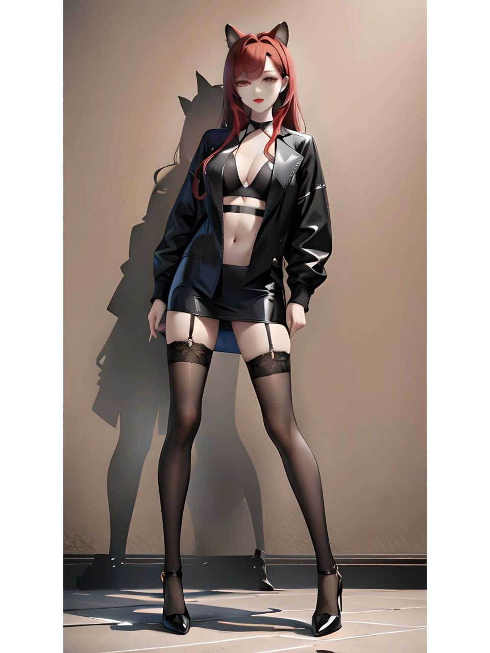 壁纸|暗黑系御姐·酷拽性感·皮衣短裙