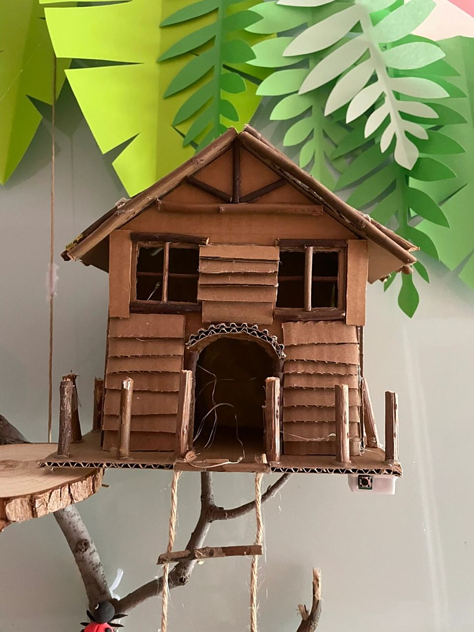 树枝手工,纸箱房子,废旧物品再利用 鸟窝