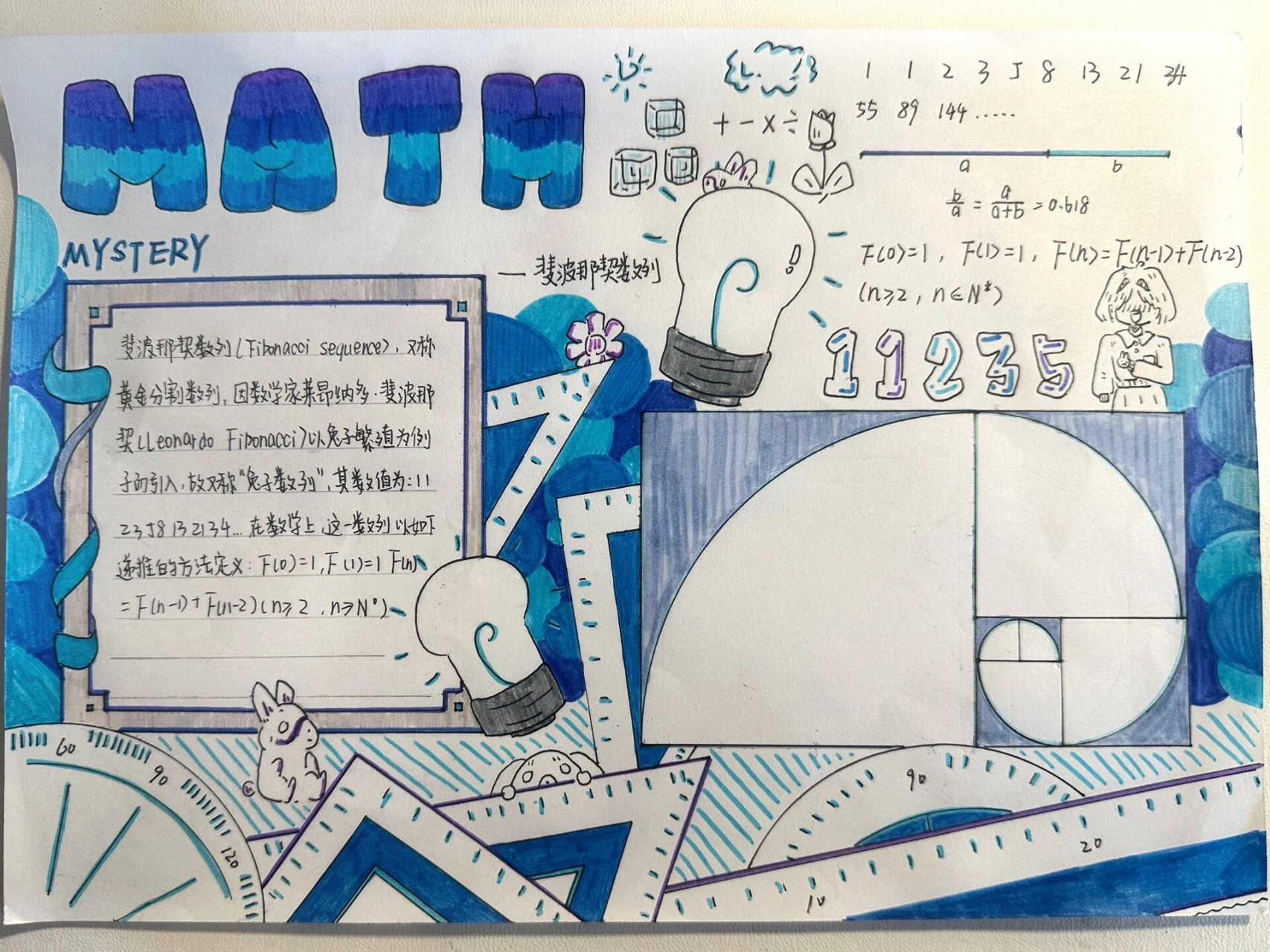 斐波那契数列小报 暑假作业分享