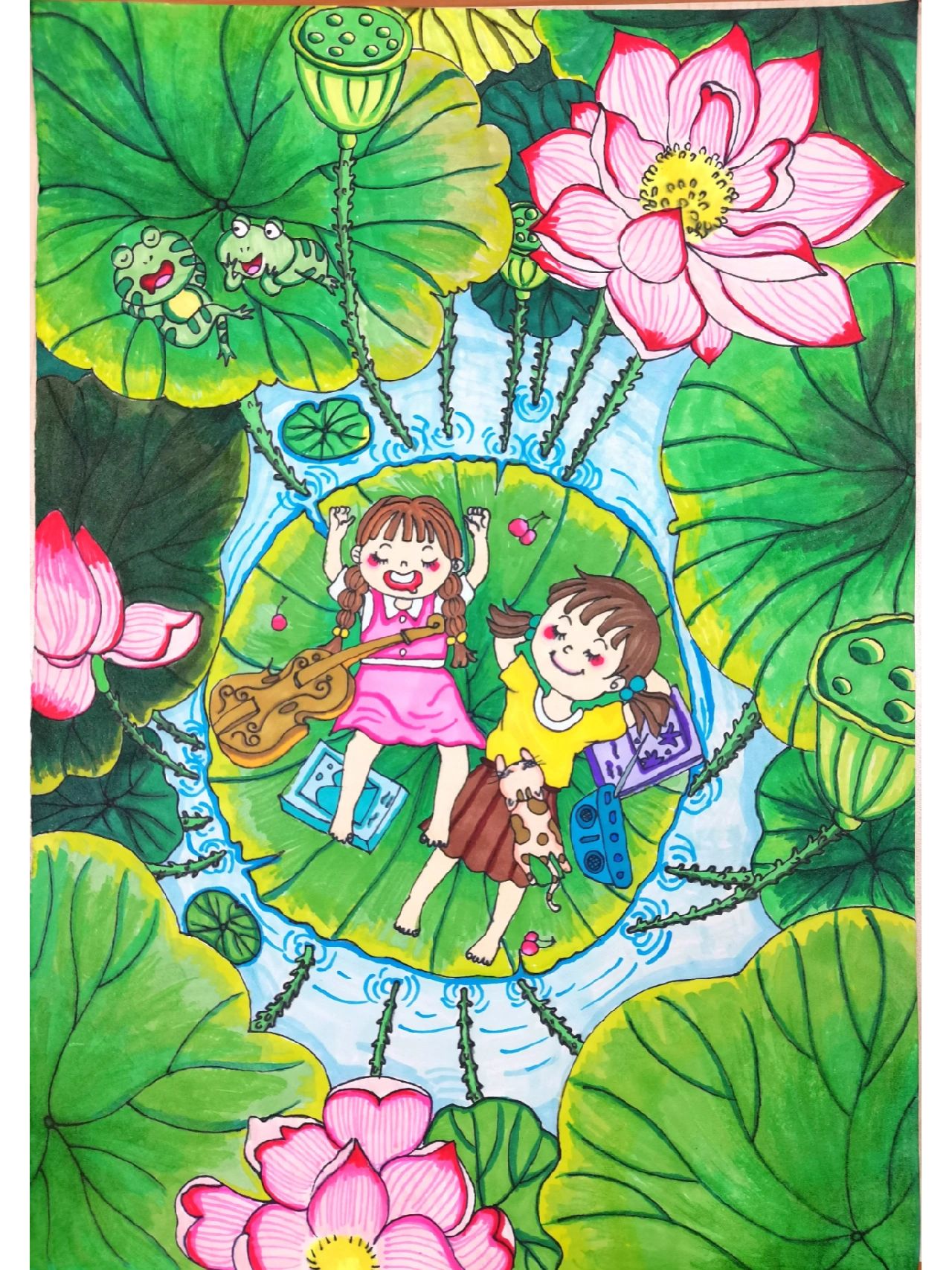 马克笔儿童画《夏天