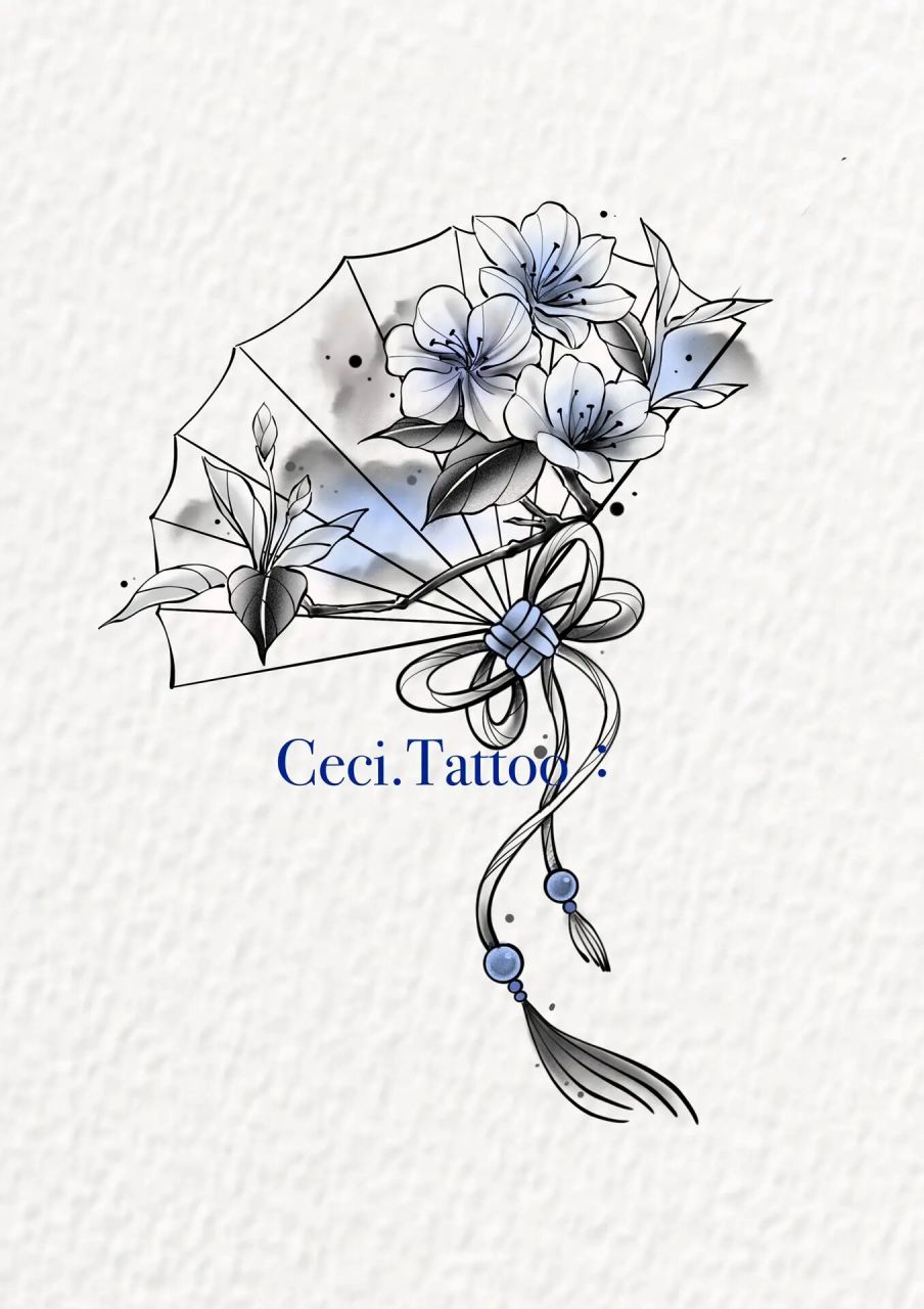 中式扇子桃花94 水墨风格工笔画的新稿子可约 901xxx 位置大腿