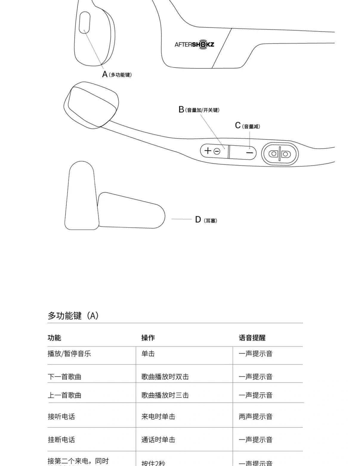 韶音骨传耳机 as800 说明书