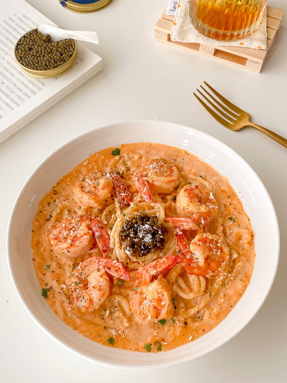 复刻西餐厅7515蒜香奶油鲜虾意面91简单低脂版 蒜香和鲜虾这对