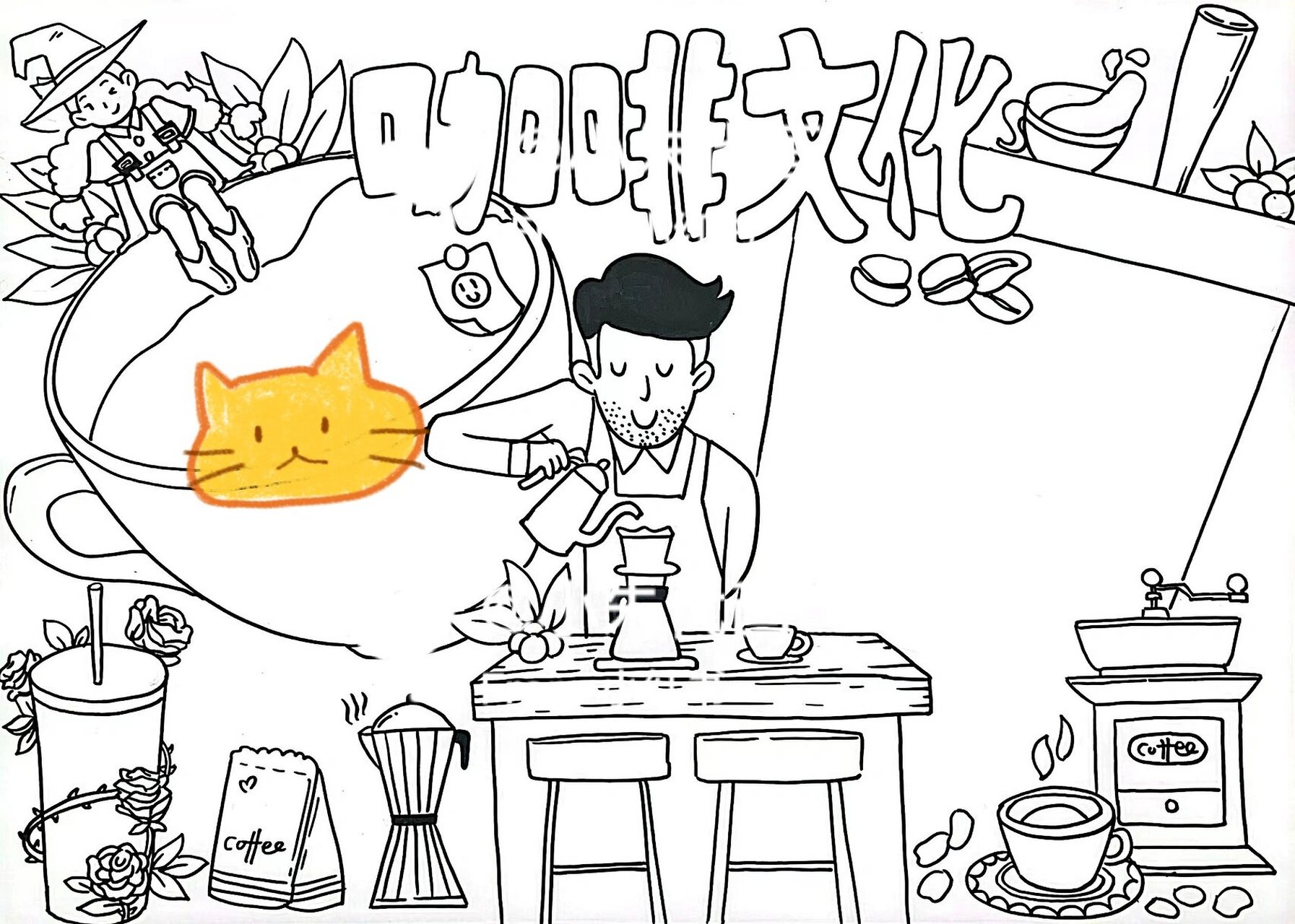 代画# #儿童画# #手抄报# #手冲咖啡# #手抄报模板# #咖啡文化