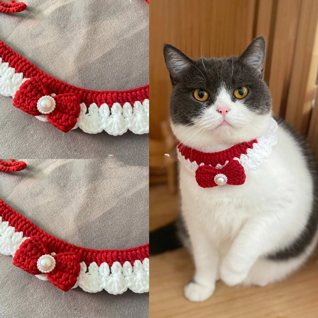 新年围脖猫咪宠物手工钩针图解来咯 图解自取