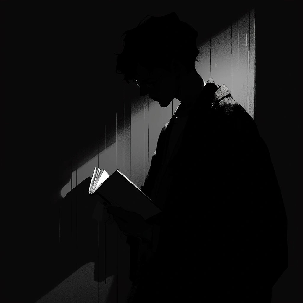 黑白看书男生头像