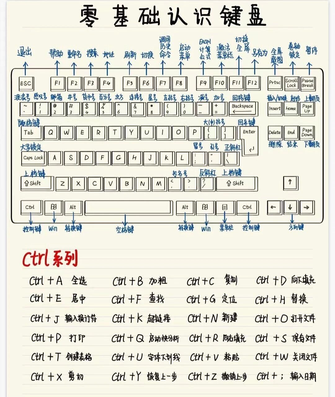 零基础认识键盘及ctrl 快捷键大全