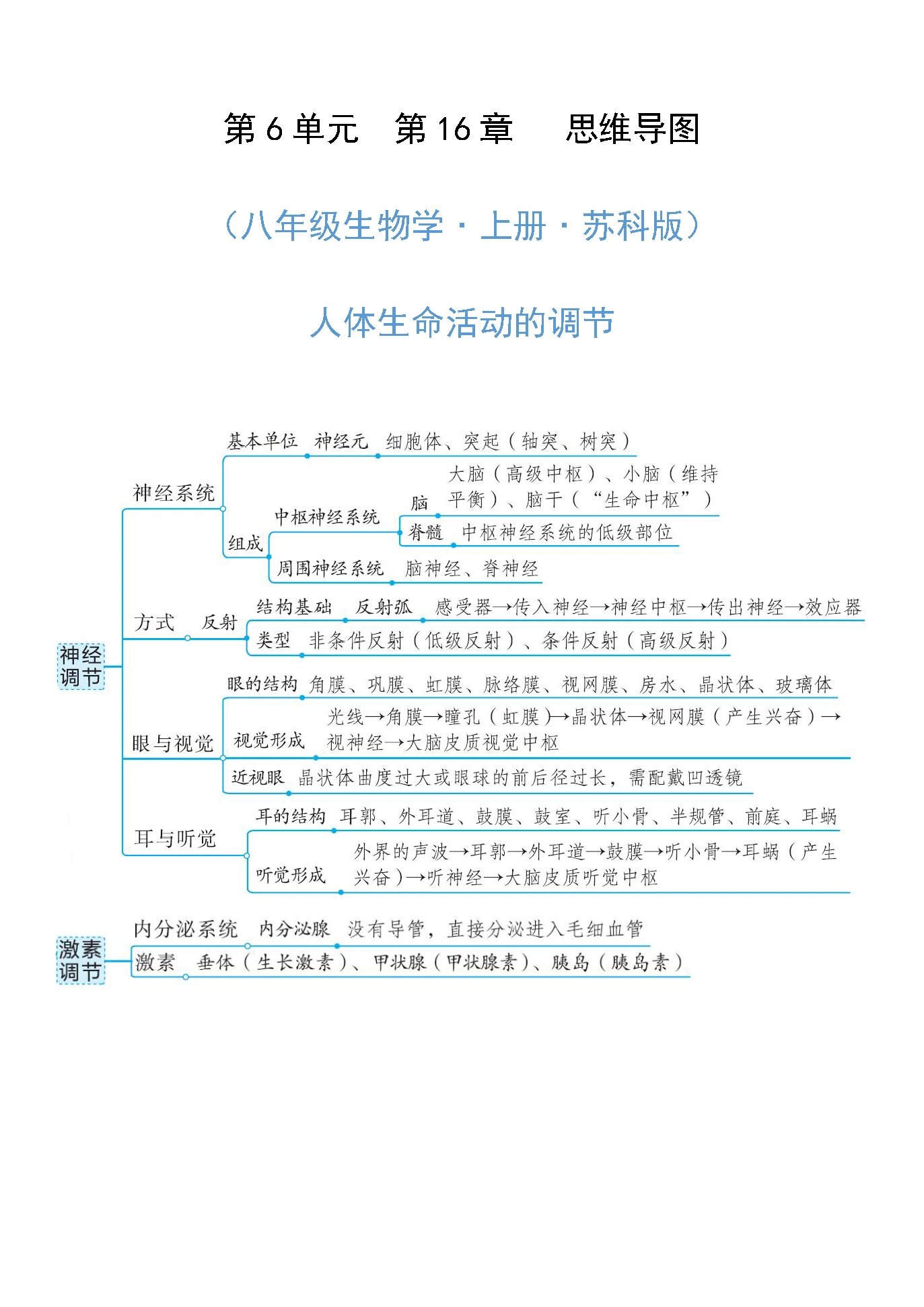 八上生物苏科版思维导图