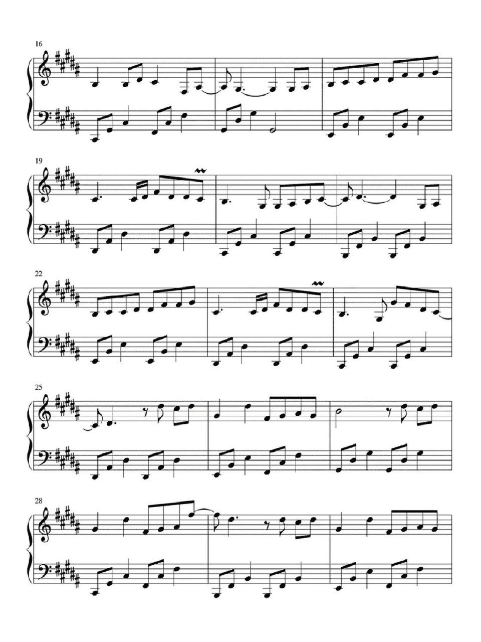 《赤伶》钢琴五线谱