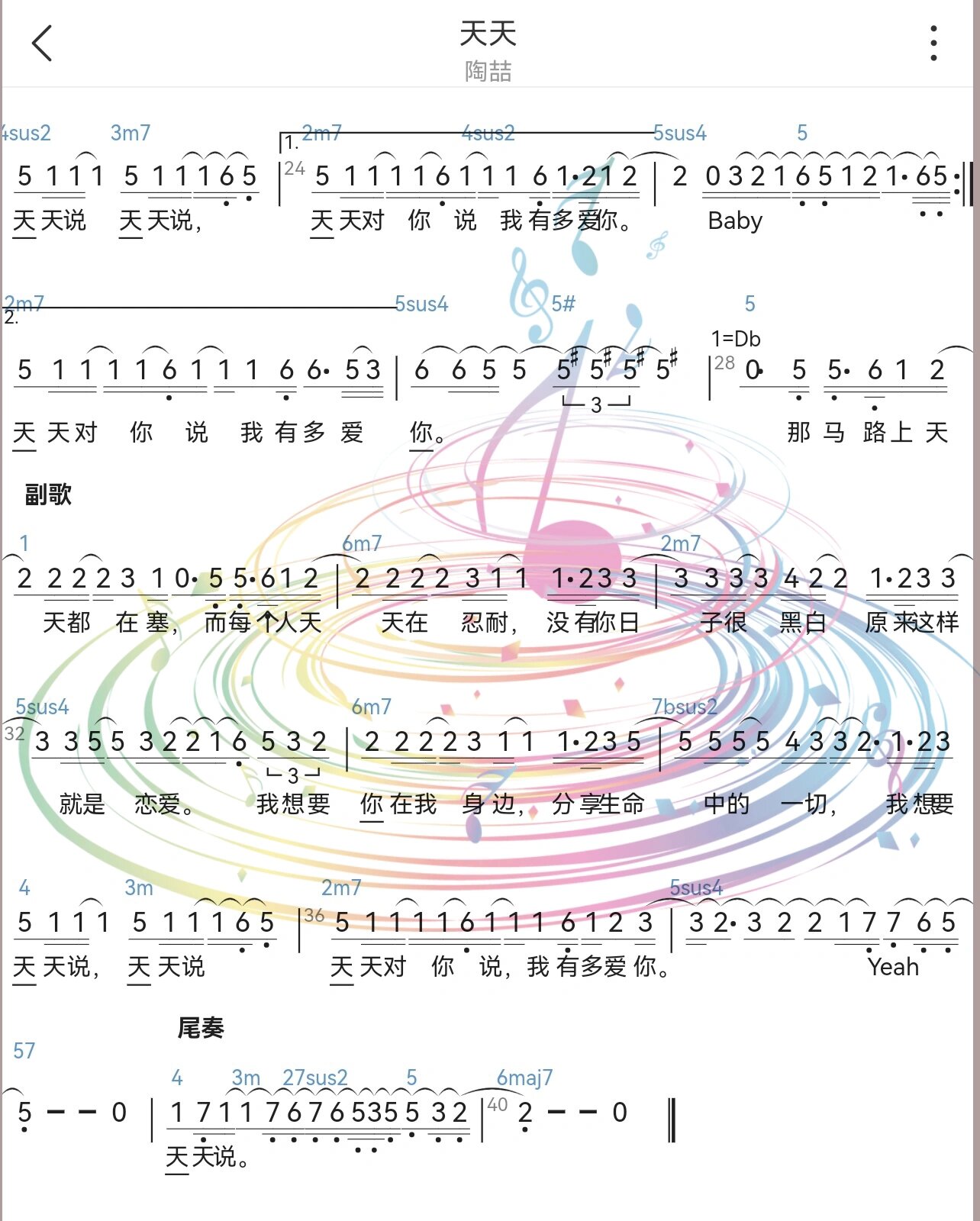 陶喆天天吉他谱图片