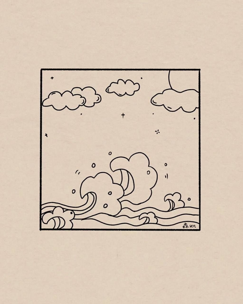 浪花风景简笔画|附过程 好想去看看大海～ 临摹艾特 #简笔画教程# #画