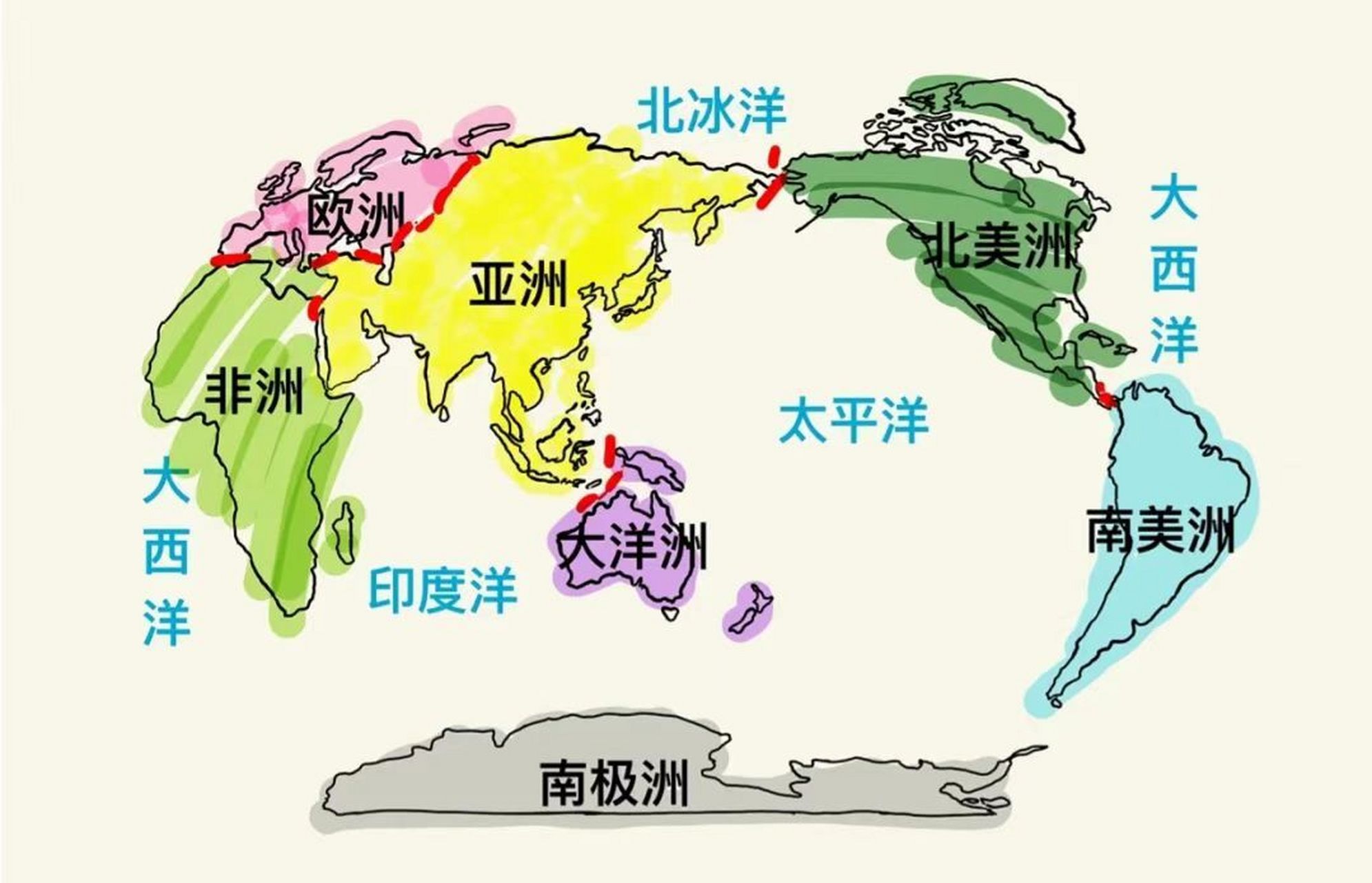 世界七大洲 世界七大洲,按面积大小分别为:亚洲asia,非洲africa,北