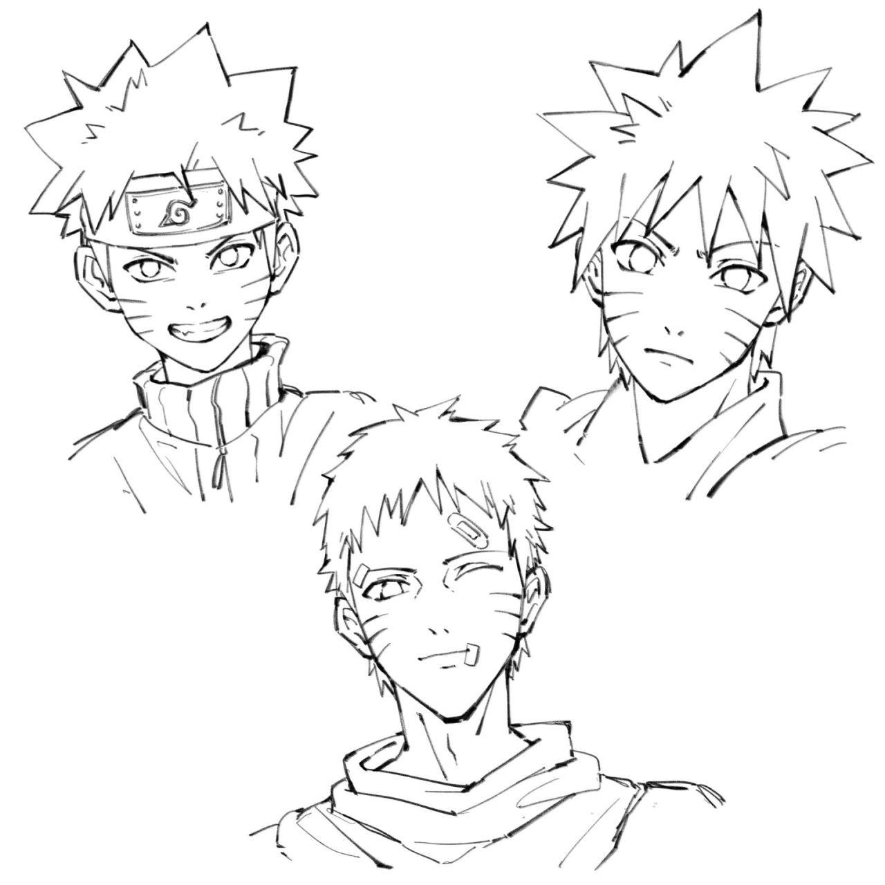 漩涡鸣人 美美画了三阶段鸣人(幼鸣,青年鸣,叔鸣) 之后持续产粮,其他