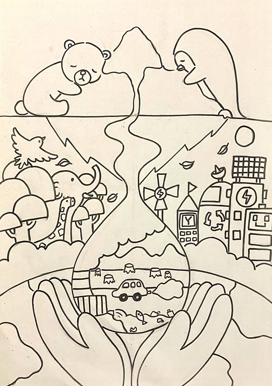 保护环境主题画(附线稿)     由于人类向自然界过度的索取,已经导致了