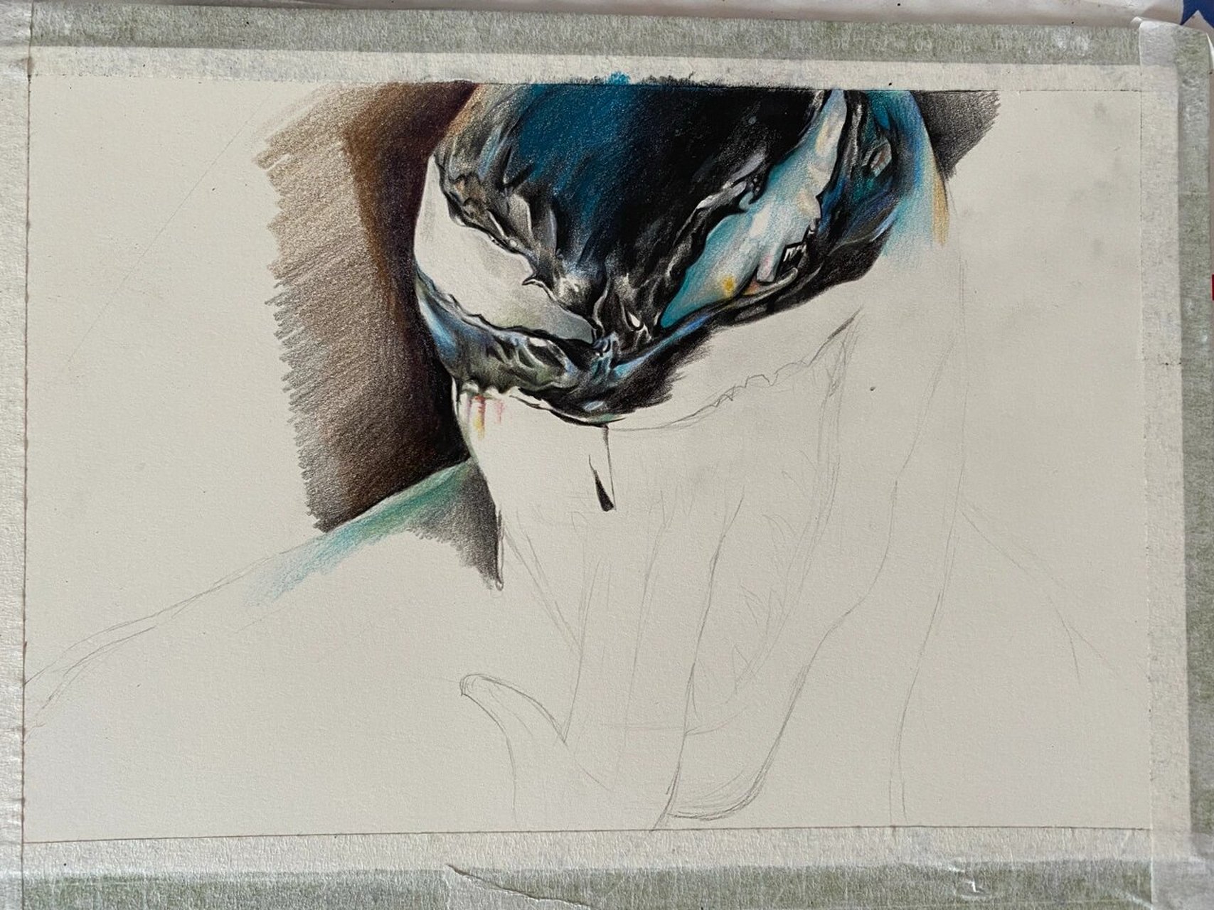 彩铅手绘《毒液》完整版 彩铅手绘毒液 纸张:获多福水彩纸16k 笔