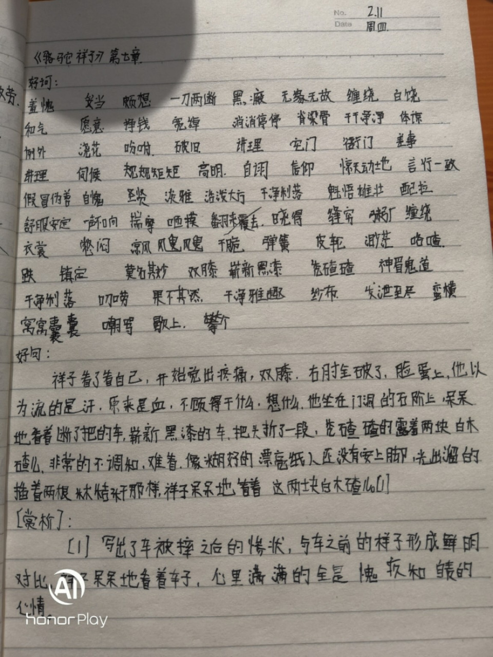 骆驼祥子第七章好词好句