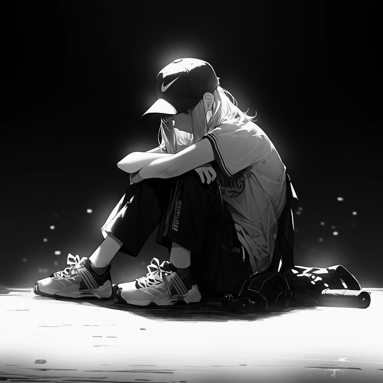 黑色系坐着女生头像