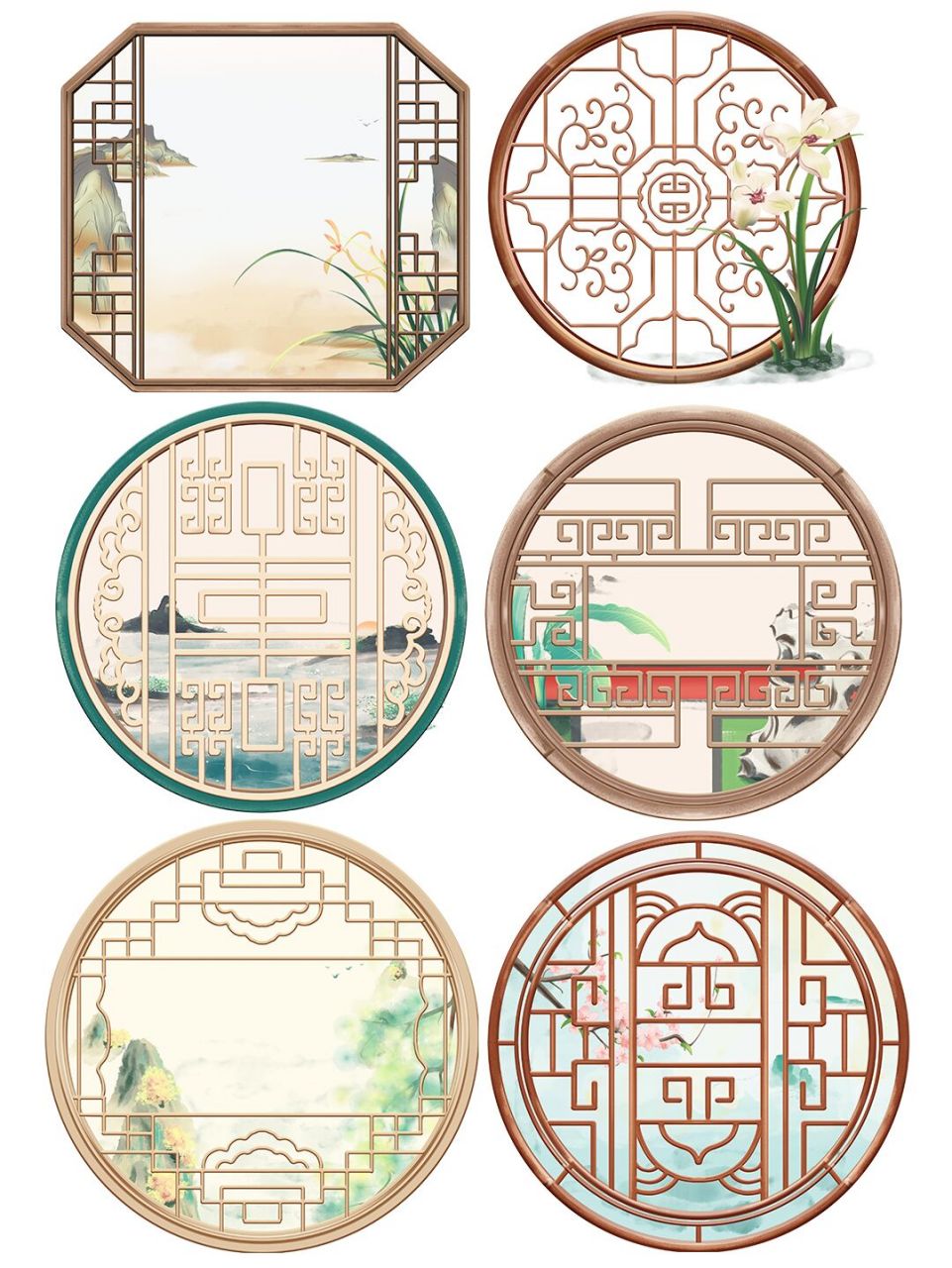 古风素材|窗户边框装饰元素93自定义no.