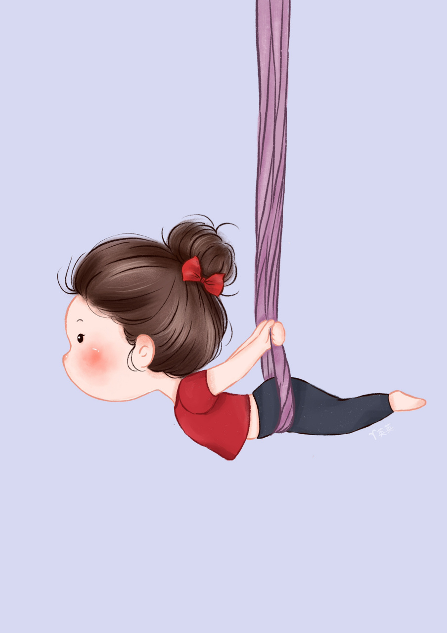 手绘头像 空中瑜伽