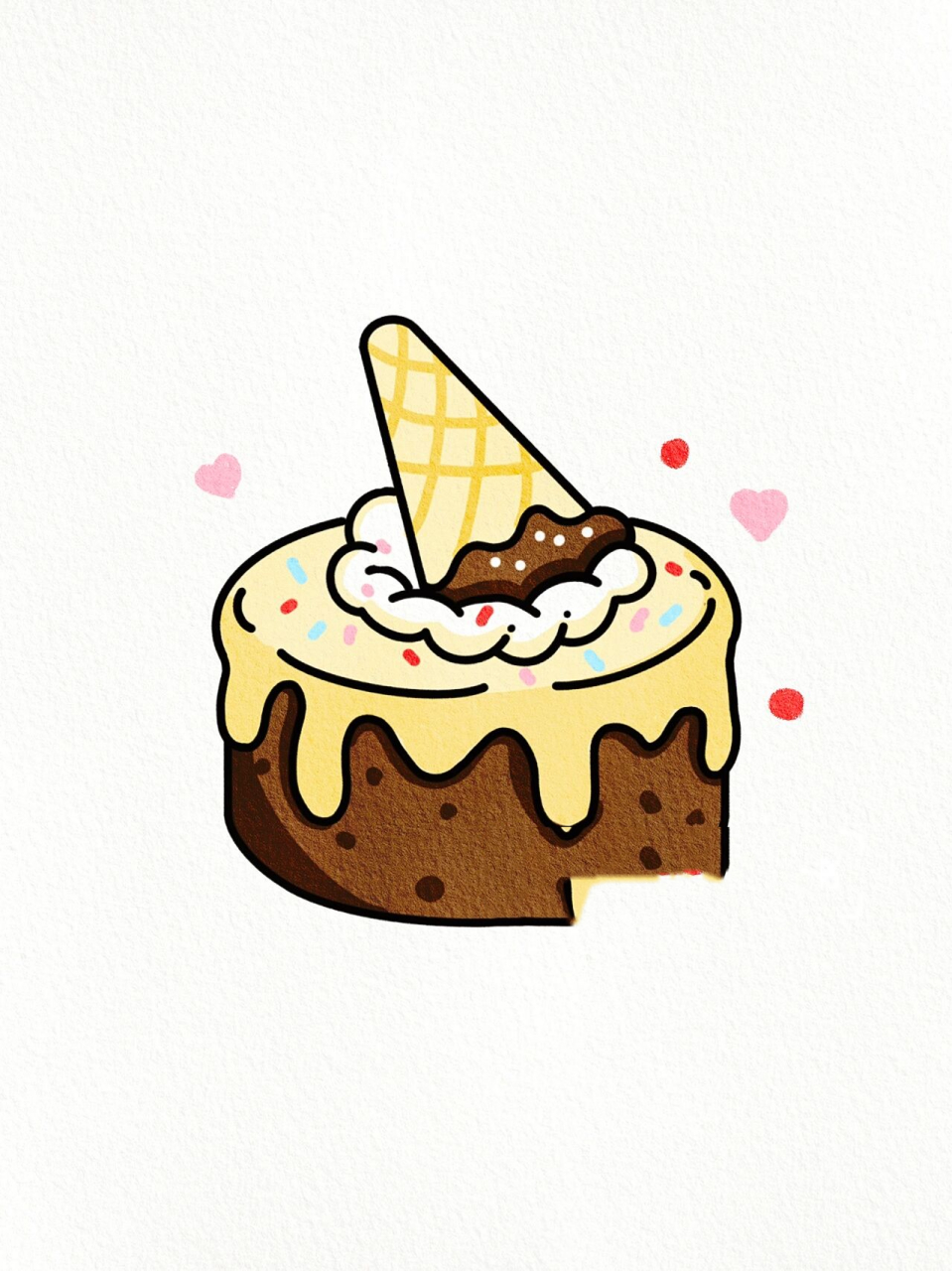 夏日超萌蛋糕简笔画|可爱手帐贴纸素材 甜食让人的心情也变好了 .