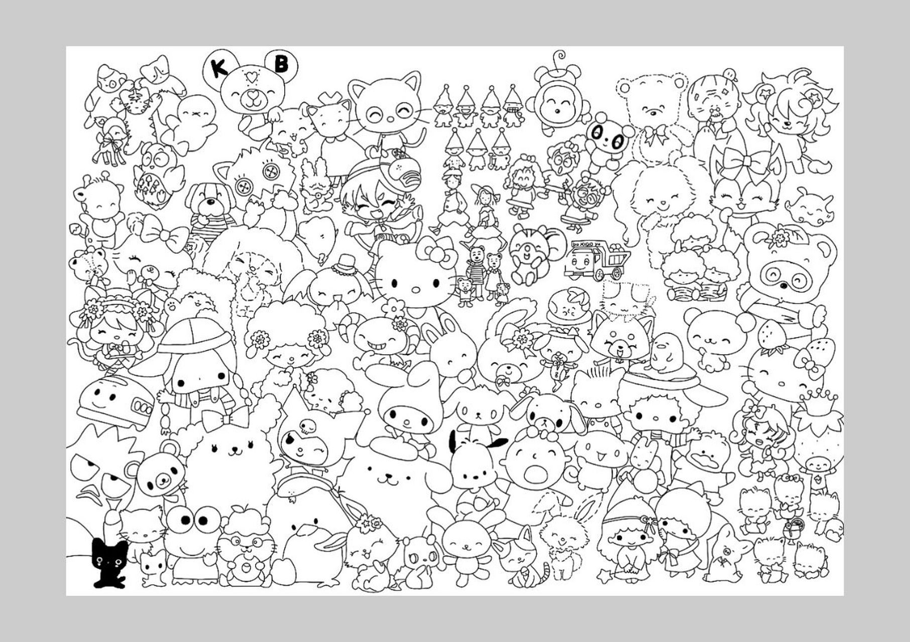 三丽鸥全家福100位成员💘看看你都认识谁 画了两周,终于在中秋完成