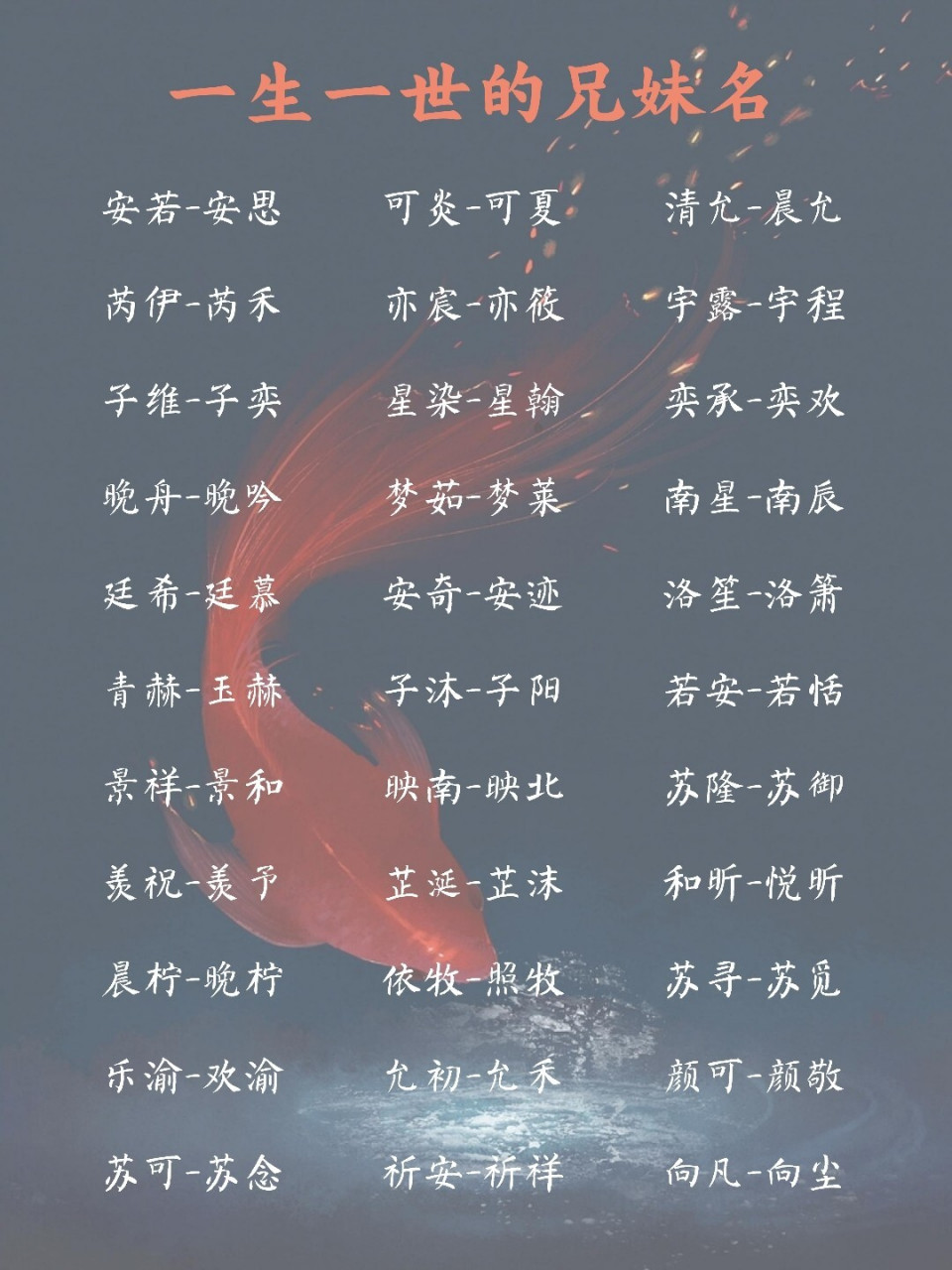 宝宝起名,一生一世的兄妹名赶快收藏 一儿一女好名字: 洛凡-洛笙 02