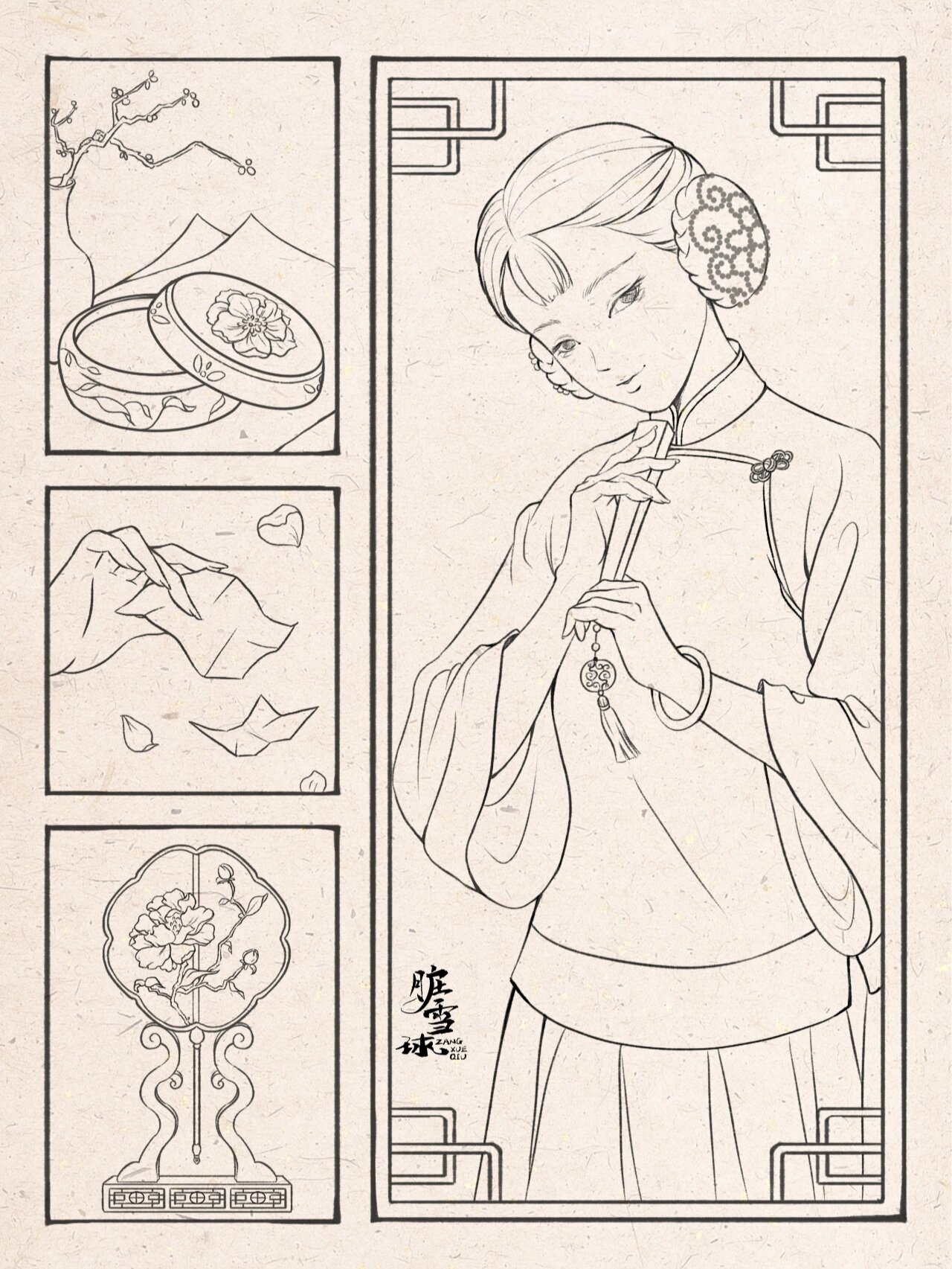 原创插画 民国女子图鉴系列-线稿合集 大家想要的民国系列线稿合集