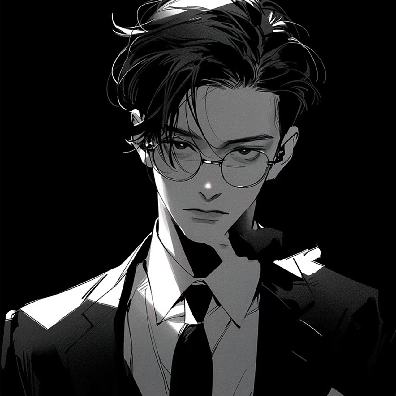 「男生头像」黑色系霸总动漫男头像