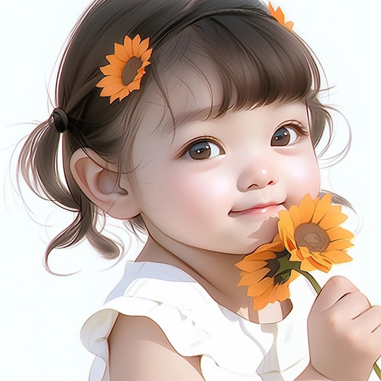 ai绘画头像|向日葵小月龄女宝宝头像