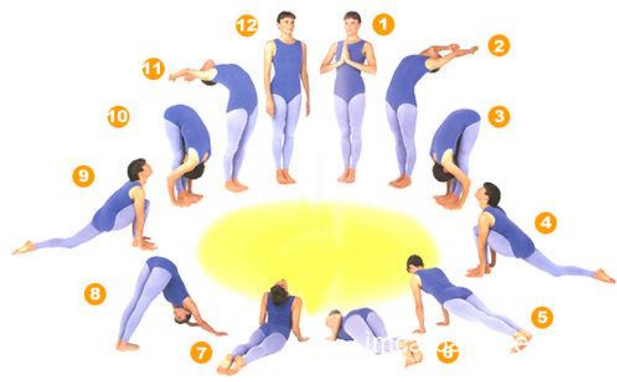 经典拜日十二式|拜日a|拜日b|拜月式 图一:传统拜日十二式 16615