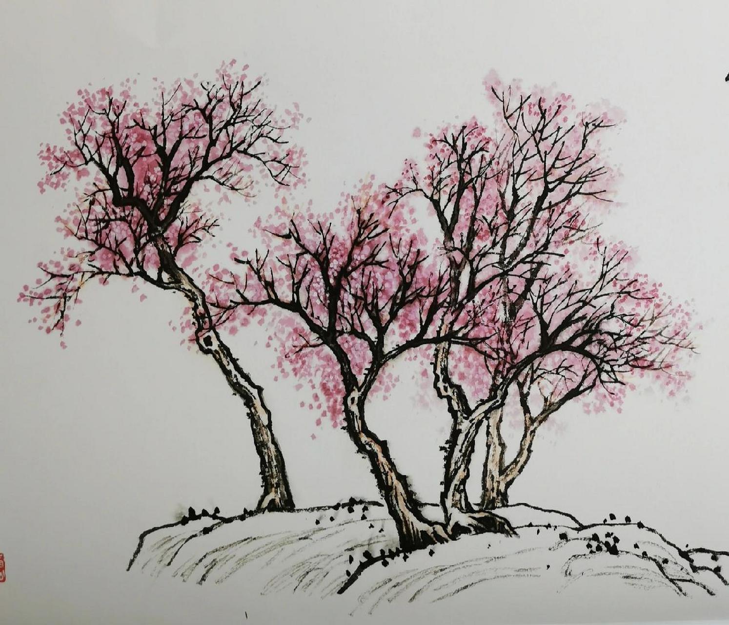 桃树怎么画简单画法图片