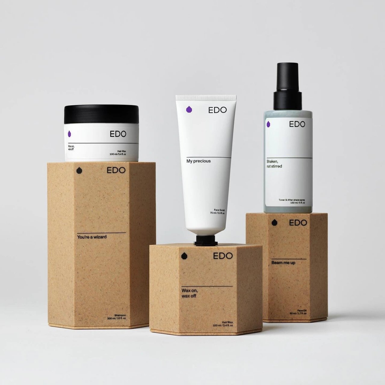 植物纤维制成的包装盒 来自瑞典的全新素食主义男士护肤品牌edo 包装