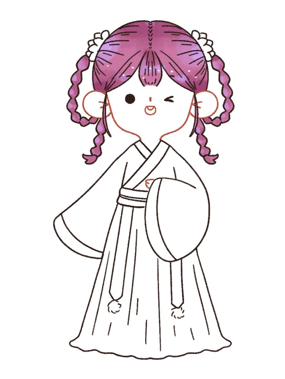 96绘画小课堂之可爱的汉服小女孩手绘 	 摄图网q版汉服女孩系列结束