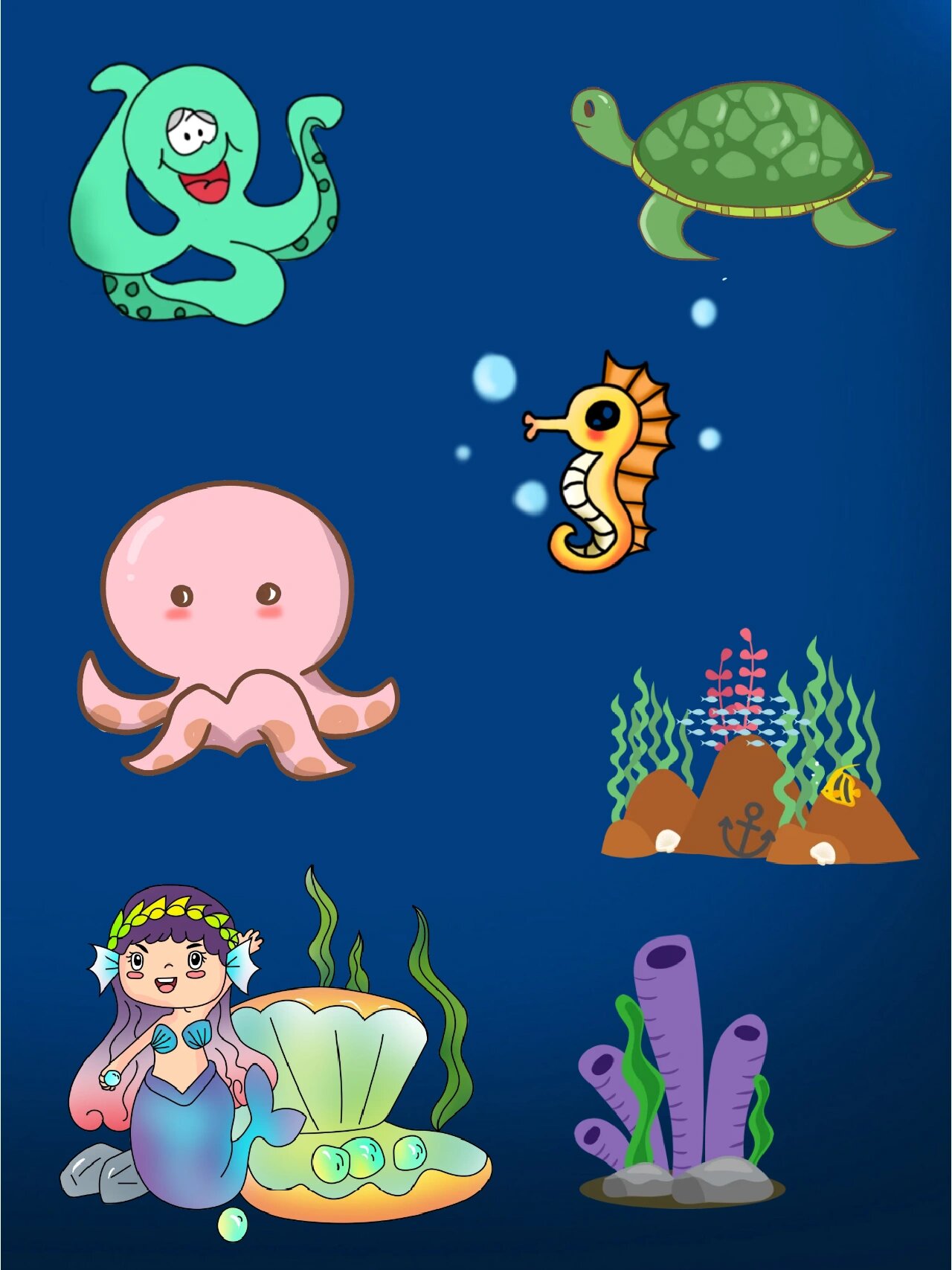 免抠图片1797海洋动物系列|第一弹 哈喽,今天更新海洋主题素材图片