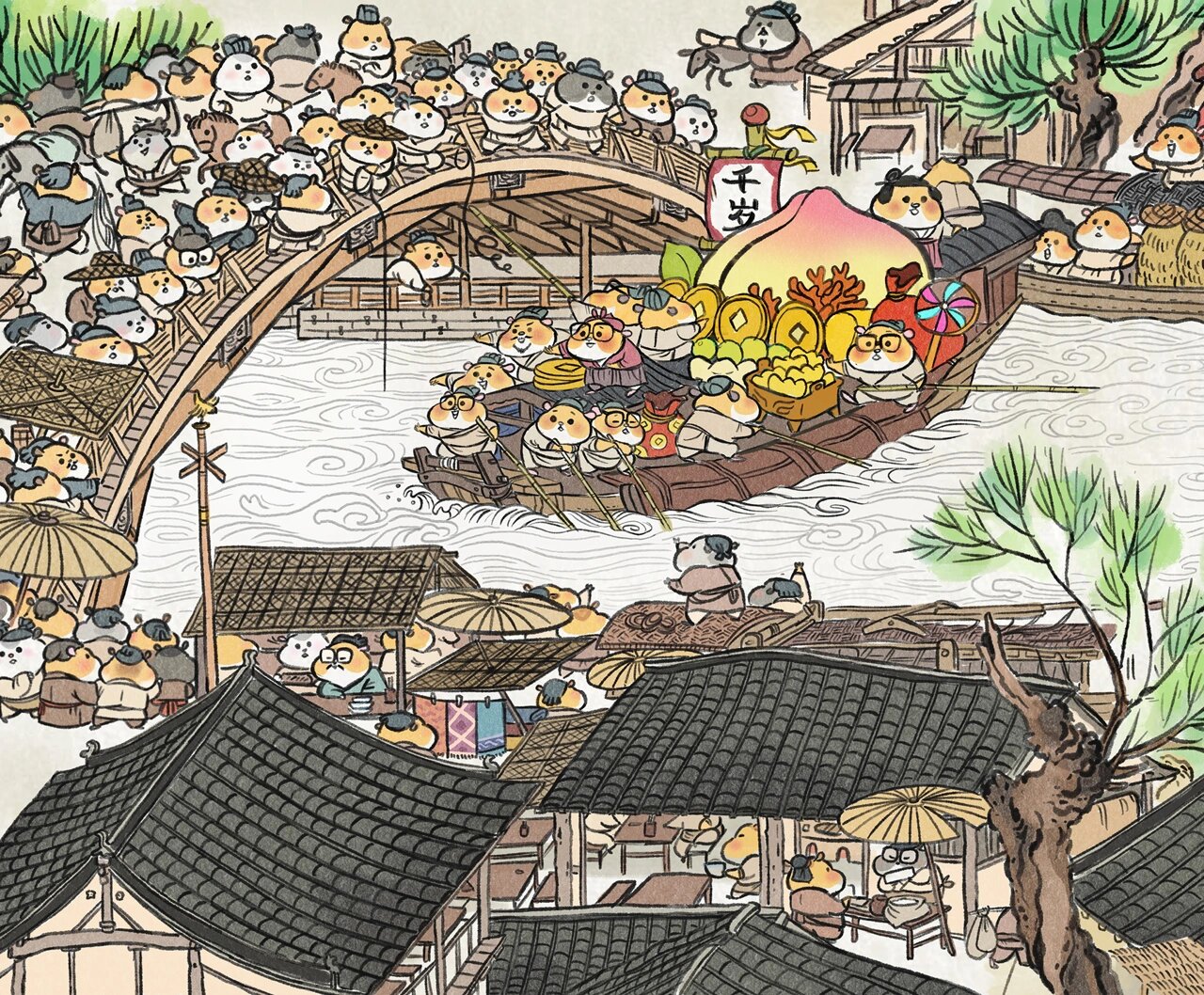 仓鼠千岁国风|清明上河图壁纸头像91 当清明上河图的世界挤满了仓鼠