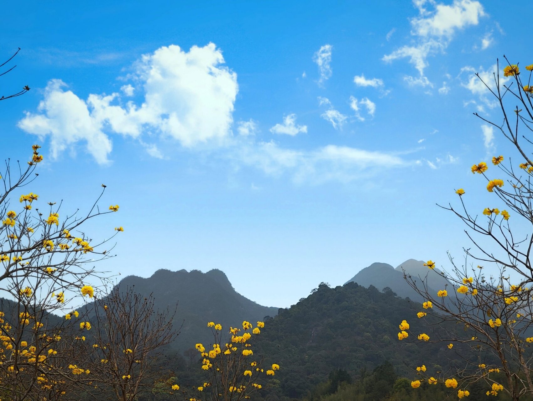 龙岩"江山睡美人"由五座青山连结构成 很久,很久以前,山塘村一带山上